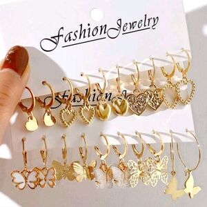 10 Pairs Gold Hoop Earrings Set For Women Multipack,Fashion Hypoallergenic Heart
